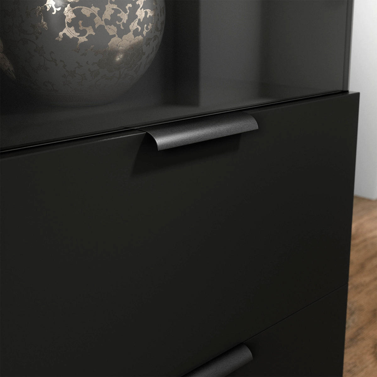 VITRINE Melchior Schwarz - Schwarz, Holzwerkstoff (100/200/60cm) - Petits-meubles