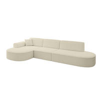 ECKSOFA Ottomane Links MARI-L2 - 317x163x73,5 cm Beige Bouclé - Beige/Schwarz, Holzwerkstoff/Kunststoff (165/321cm) - ALTDECOR