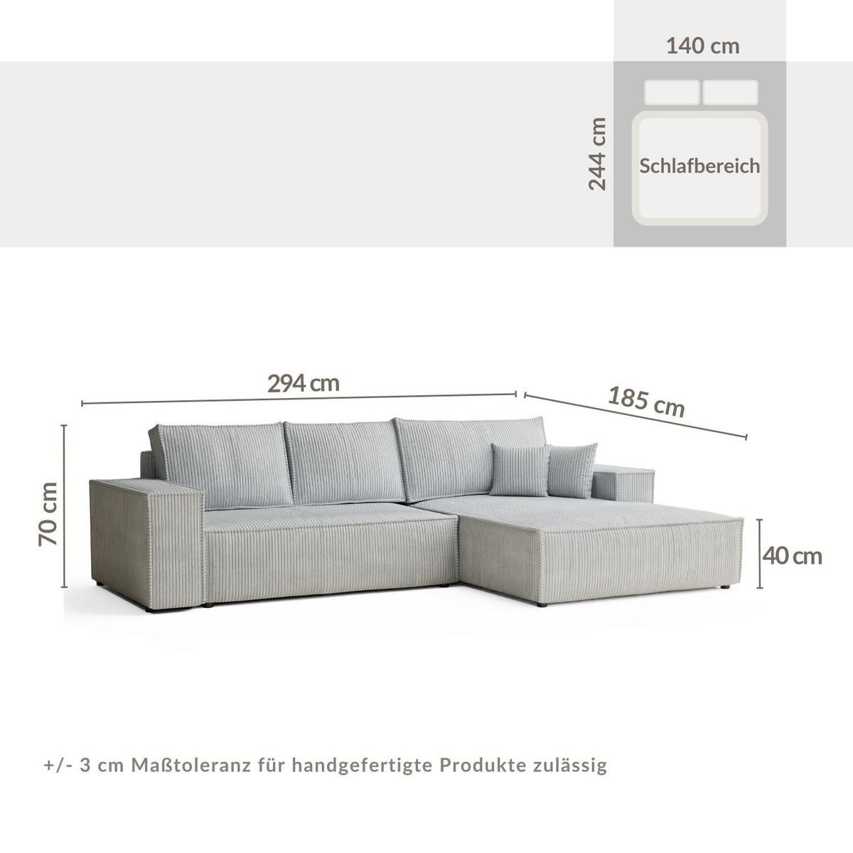 ECKSOFA MIT SCHLAFFUNKTION Maze Anthrazit Samtstoff - Anthrazit/Schwarz, Holz/Holzwerkstoff (294/185cm) - Maison de Reve