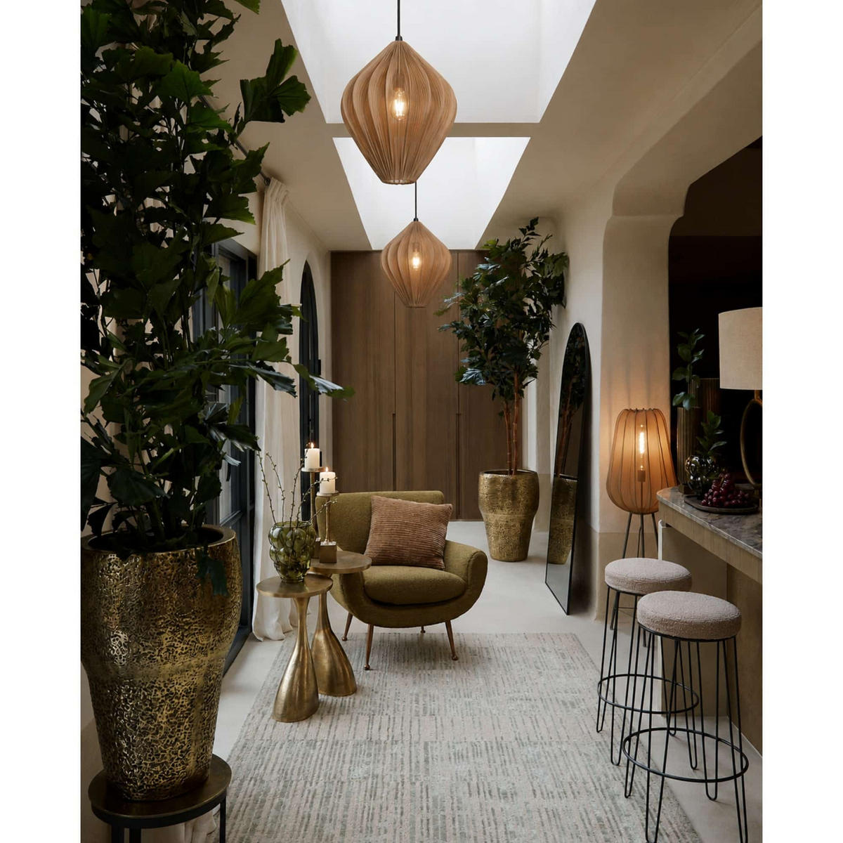 HANGELEUCHTE Verita Bronze 47/47/55 cm - Messingfarben, Textil (47/47/55cm) - Light & Living