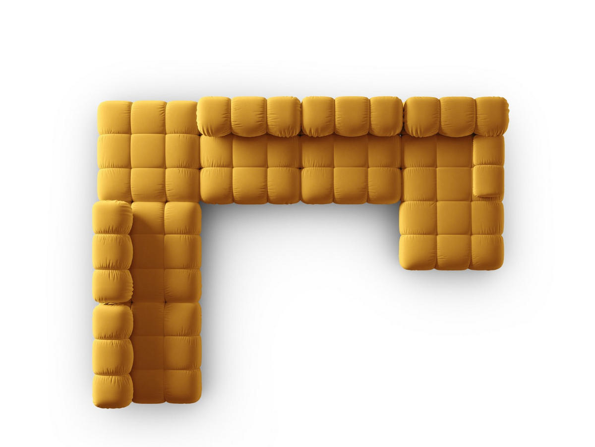 MODULARES-PANORAMASOFA links Bellis aus Samt gelb 7 Sitzplätze - Gelb, Textil (282/63/379cm) - Micadoni
