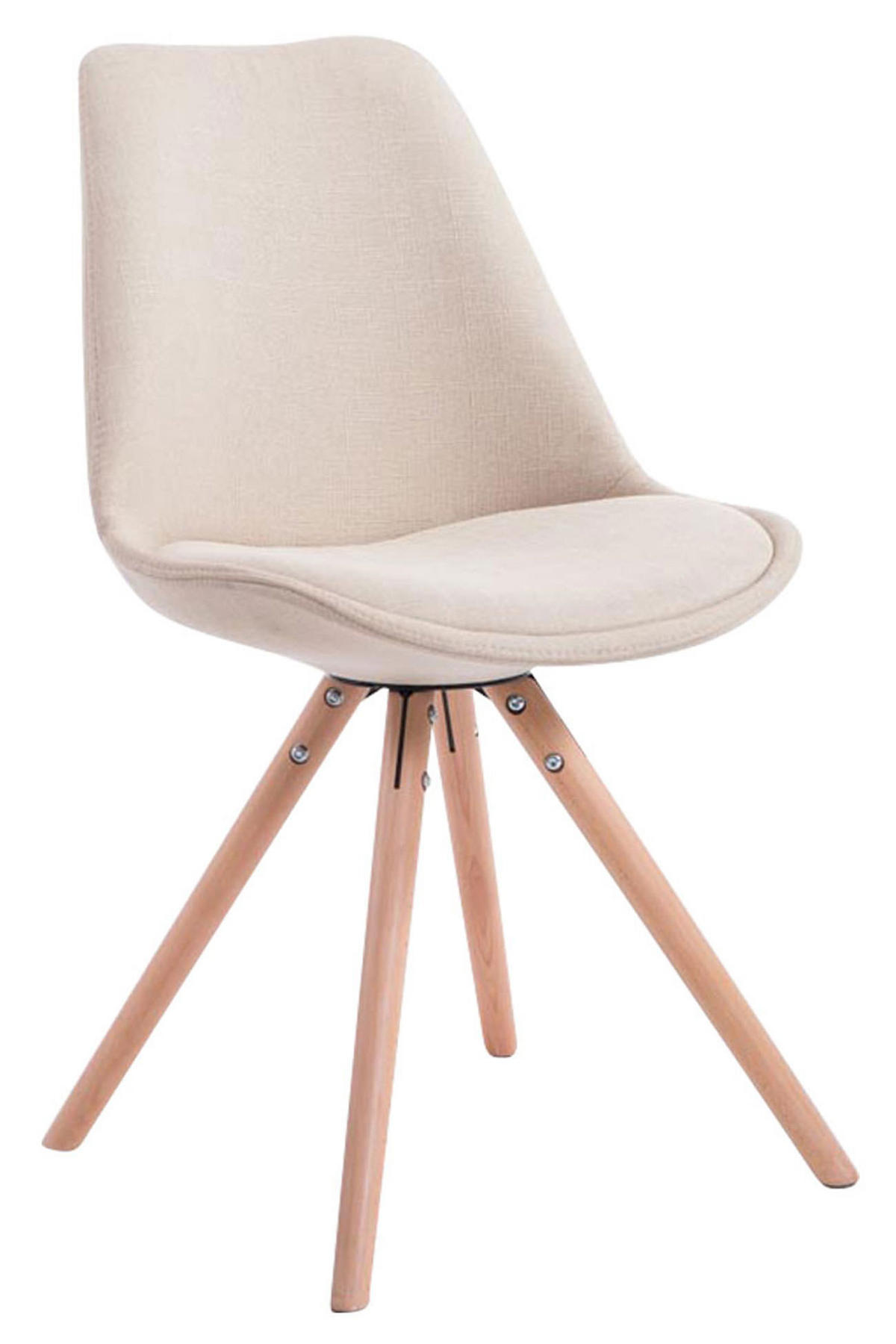 STUHL 4er Set Stoff creme - Eukalyptusholzfarben/Creme, Holz/Textil (48/84/56cm) - CLP
