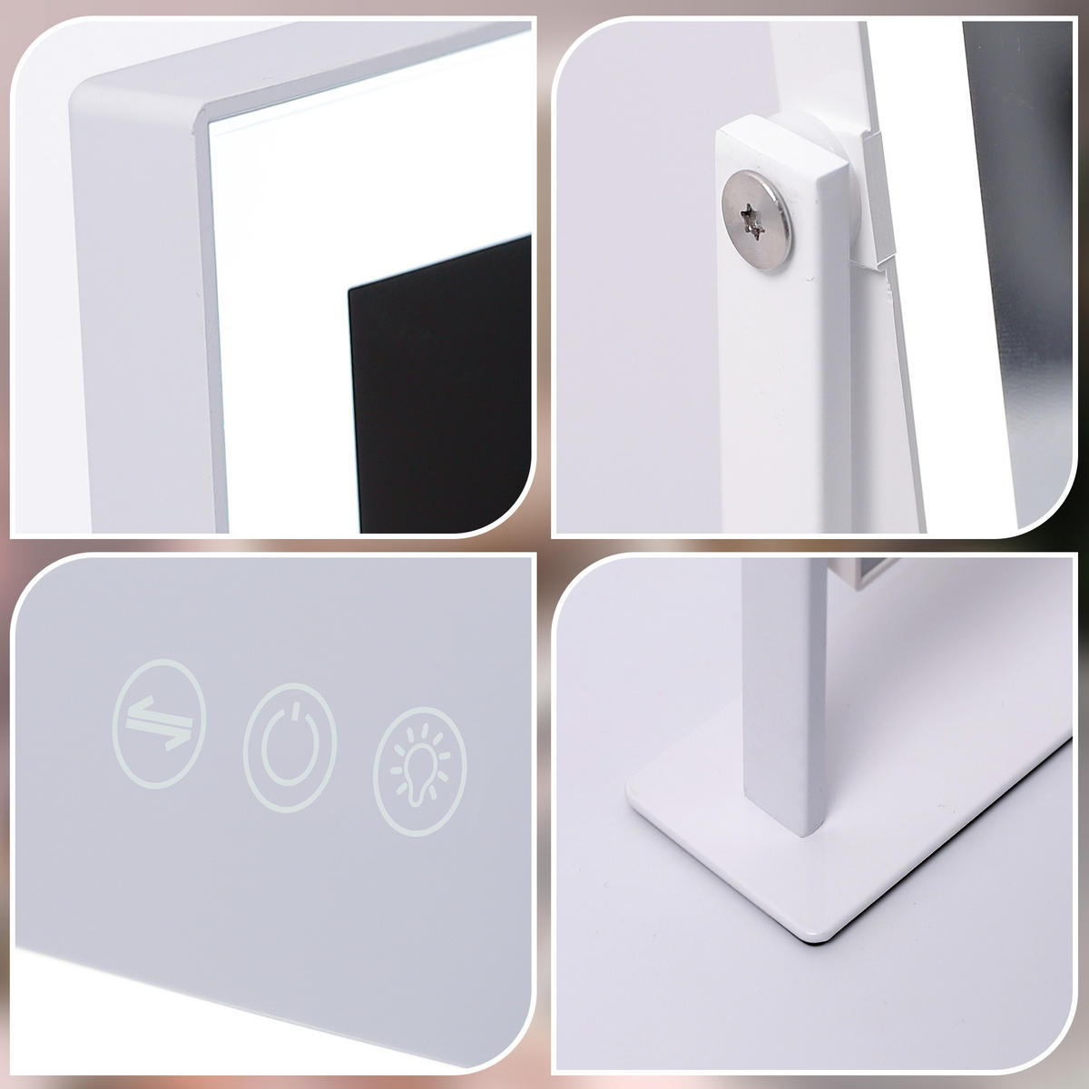 SCHMINKSPIEGEL mit LED Lichtleiste weiß 25/30 cm - Weiß, Metall (25/30/3cm) - VANITII