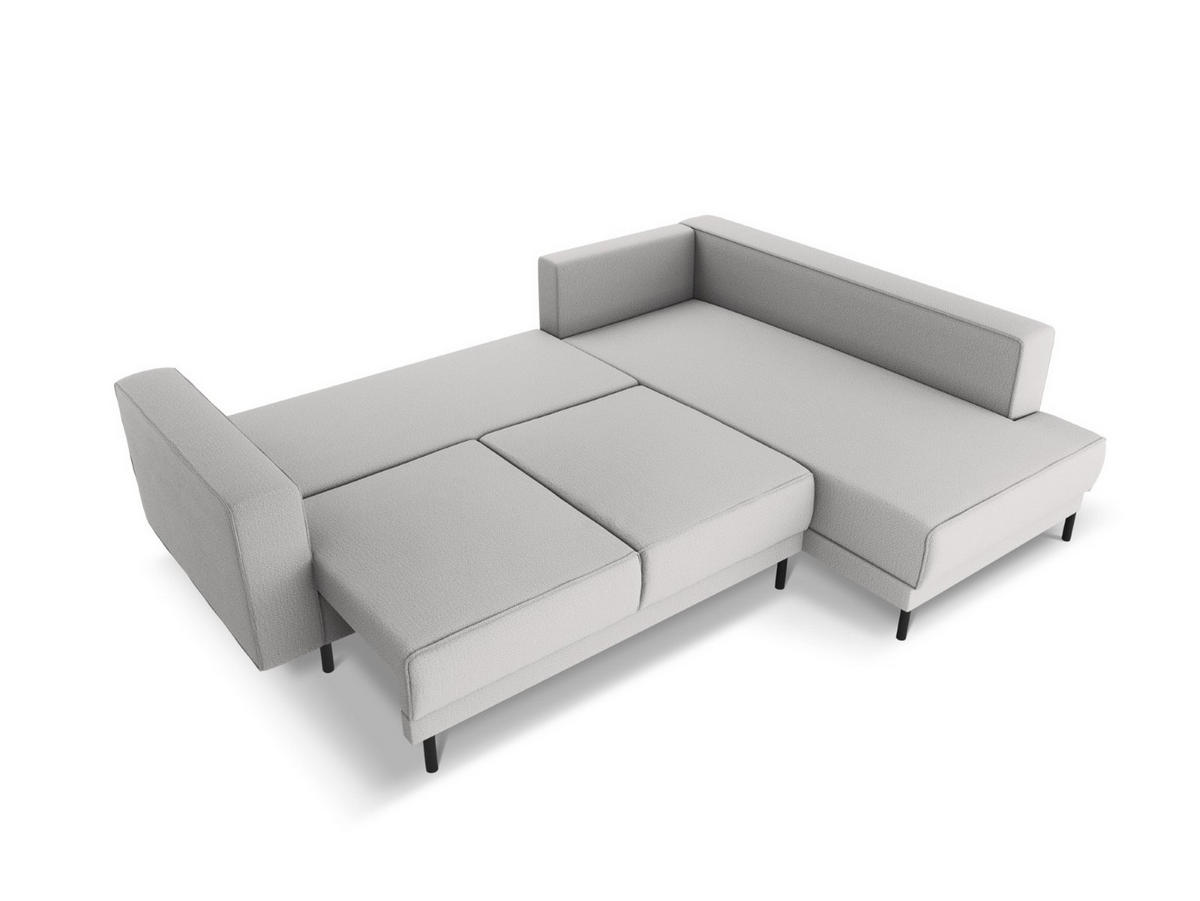 AUSKLAPPBARES-ECKSOFA rechts Caro aus strukturiertem Stoff hellgrau 5 Sitzplätze - Hellgrau, Textil (187/247cm) - Micadoni