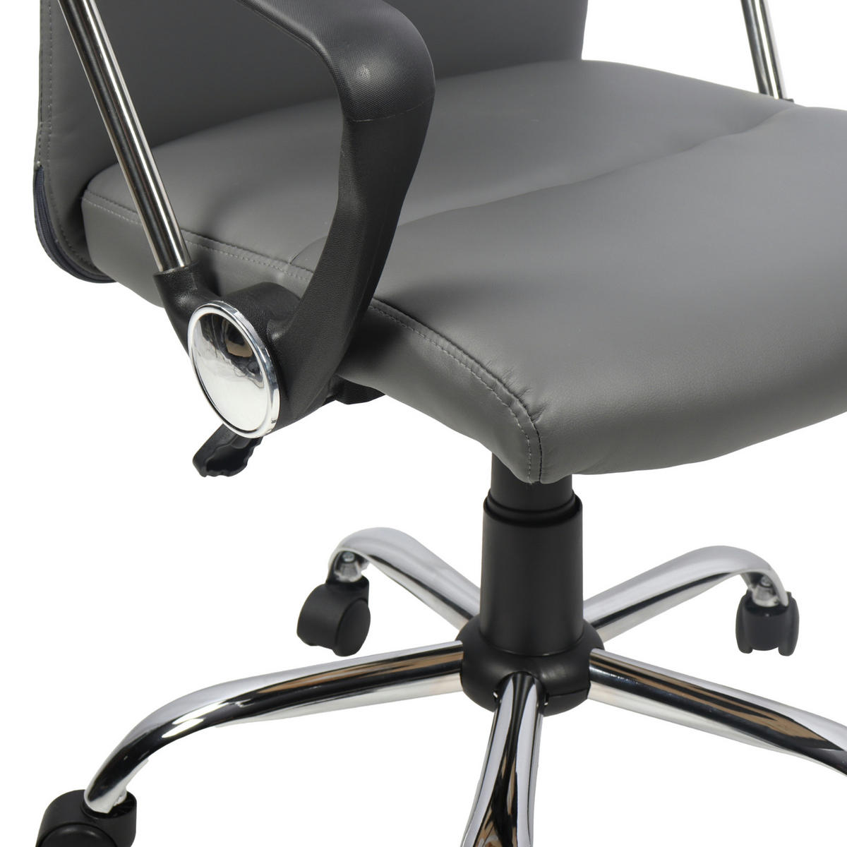 BÜROSTUHL Aiko Schreibtischstuhl Arbeitsstuhl Chefsessel mit Rollen Armlehnen hohe Rückenlehne höhenverstellbar Wippmechanismus Grau - Grau, Kunststoff (61/119/52cm) - SVITA