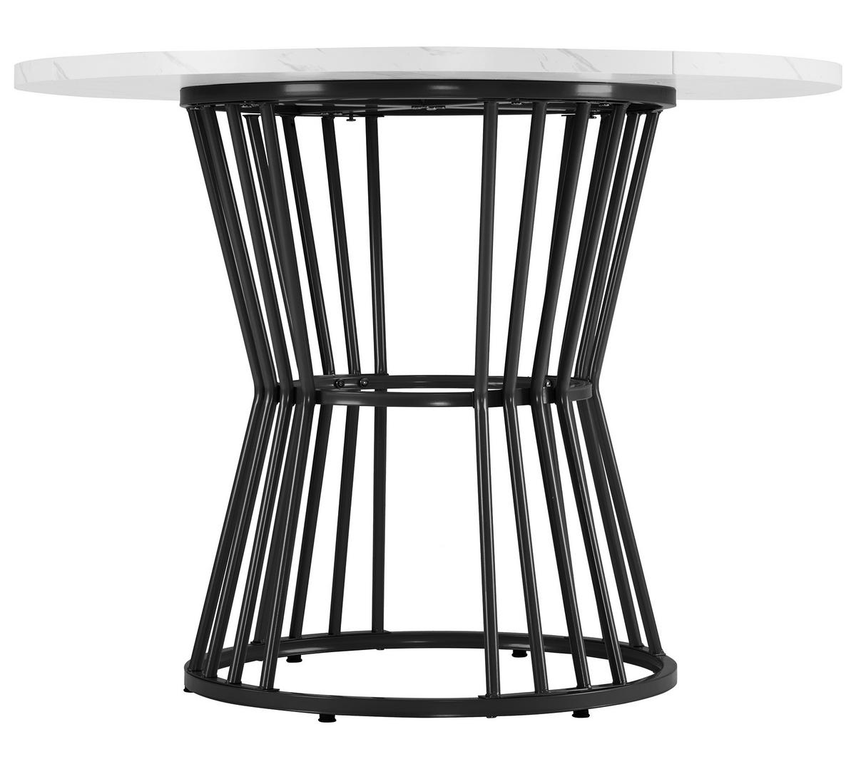 ESSTISCH 100 cm schwarz mit MDF-Tischplatte und stabilem Metallgestell - Weiß, Holzwerkstoff (100/75/100cm) - OKWISH