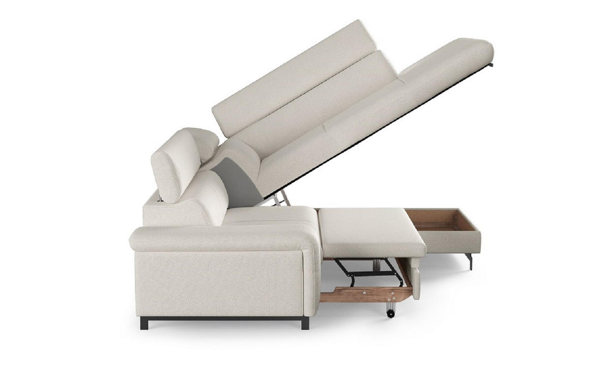 ECKSOFA mit Schlaffunktion und Bettkasten - Schwarz/Weiß, Kunststoff/Textil (215/262cm) - Cotta