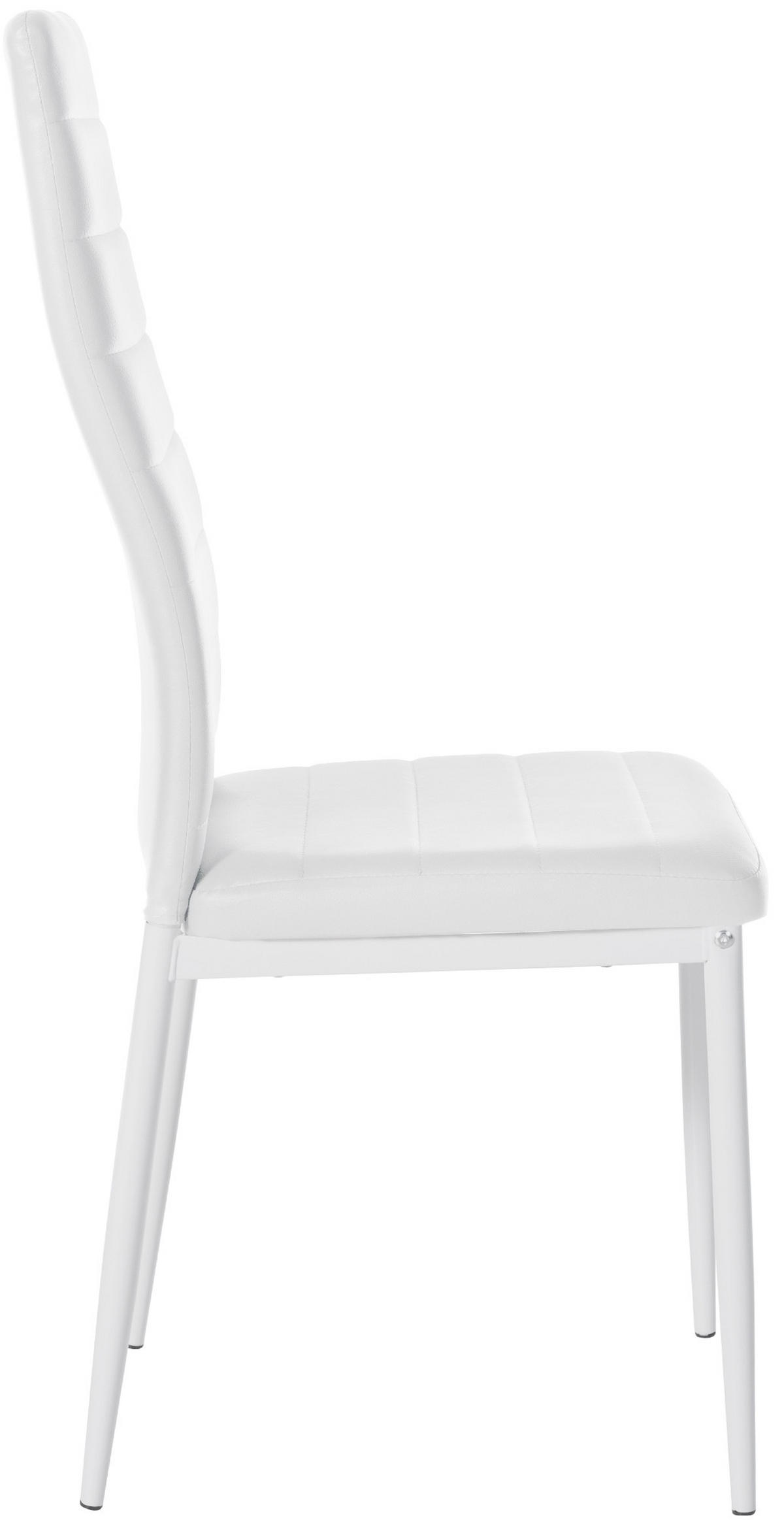 STUHL 6er Set Lederlook weiß - Weiß, Textil/Metall (41.5/99/40cm) - CLP