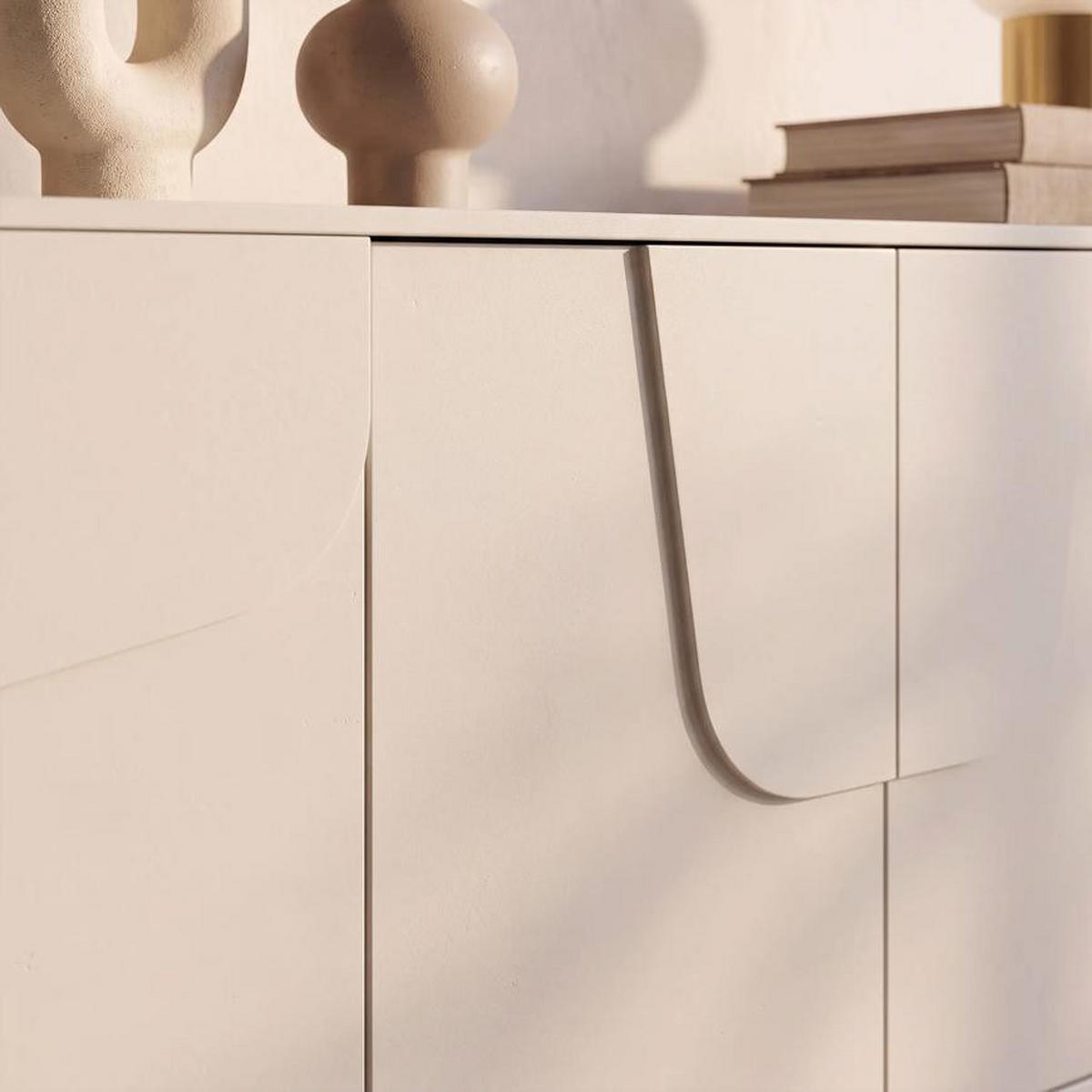 SIDEBOARD FLORA beige, 160 cm, 4 Türen, Melaminbeschichtung - Beige, Metall (160/78/40cm) - Sicaan