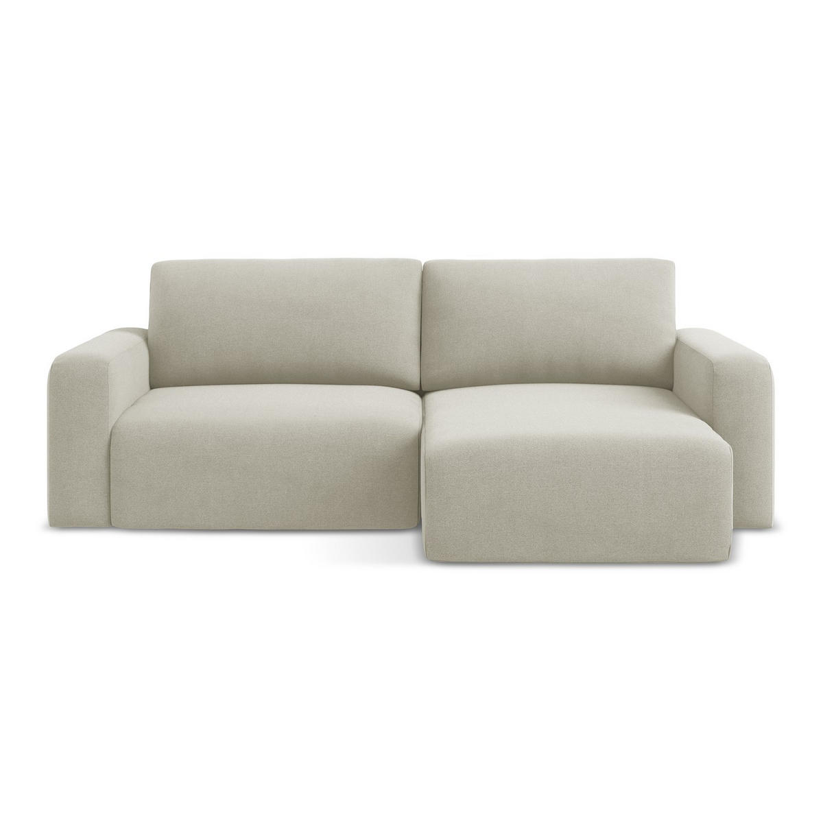 ECKSOFA mit Schlaffunktion rechts Strukturstoff Stoff Beige - Beige/Creme, Kunststoff/Textil (244/149cm) - LaMiaSofa