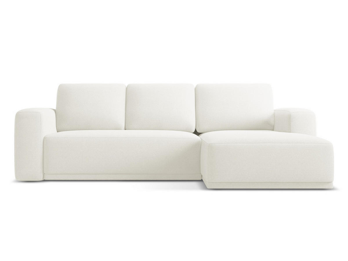 ECKSOFA mit Schlaffunktion Chenille Stoff Weiß - Schwarz/Weiß, Kunststoff/Textil (258/160cm) - Makamii