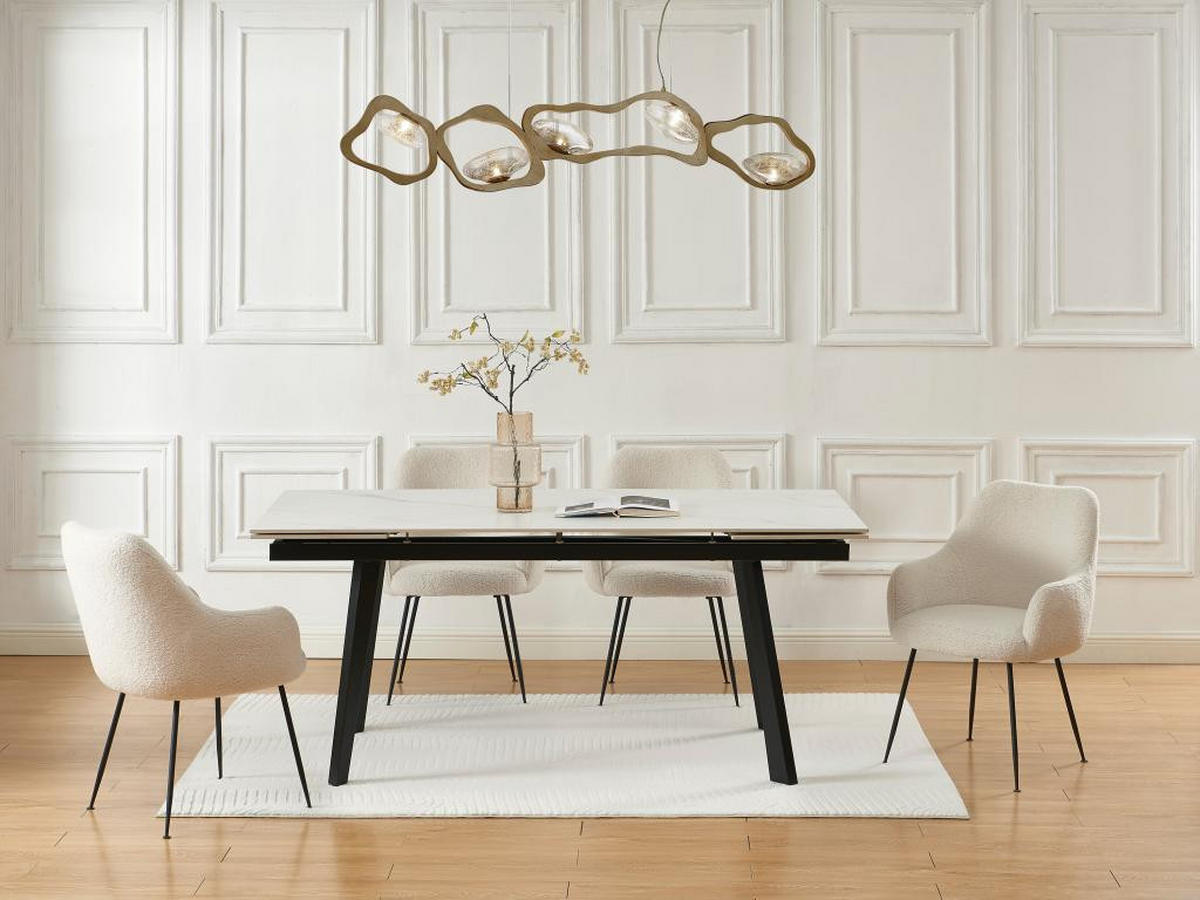 ESSTISCH ausziehbar - 6 bis 10 Personen - Keramik & Metall - Marmor-Optik Weiß & Schwarz - MARVENA - Schwarz, Keramik (260/90/76cm) - Vente-Unique