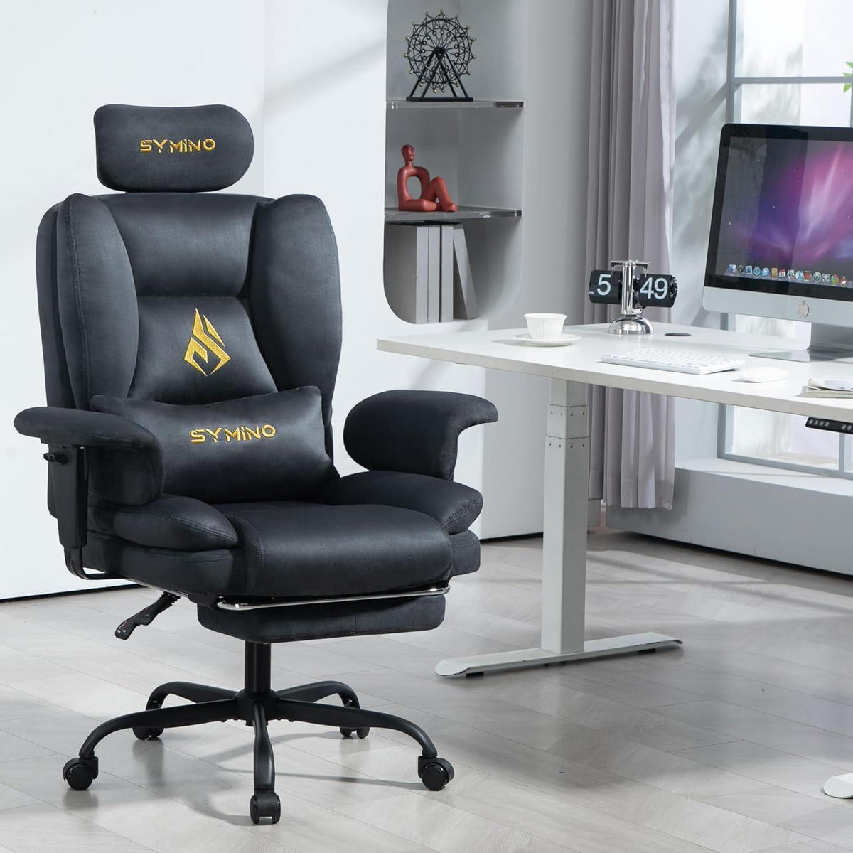 GAMING Stuhl mit Fußstütze Wildlederimitat Grau - Grau, Kunststoff (57/124/54cm)