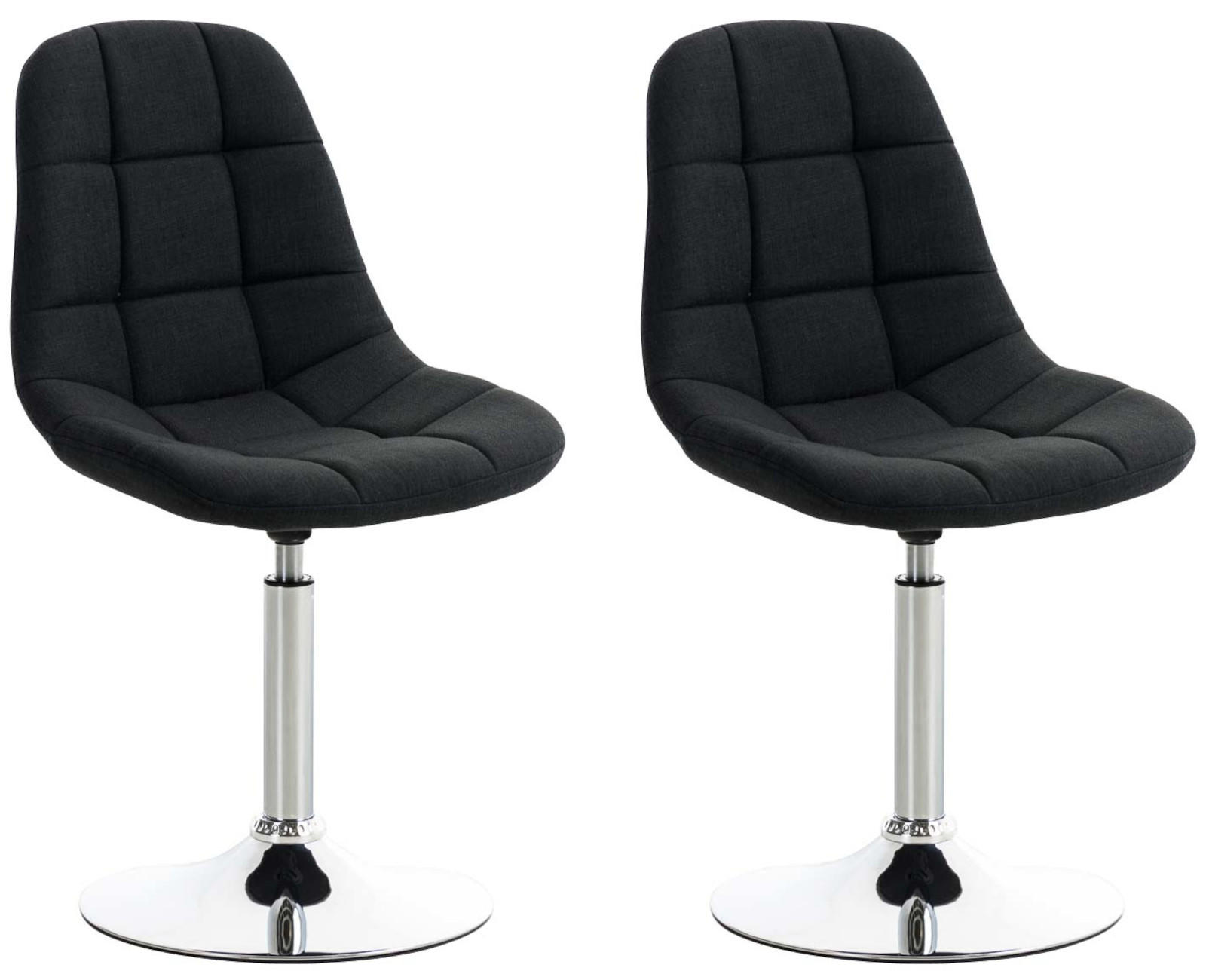 DREHSTUHL 2er Set Stoff schwarz - Chromfarben/Schwarz, Textil/Metall (48/84/52cm) - CLP