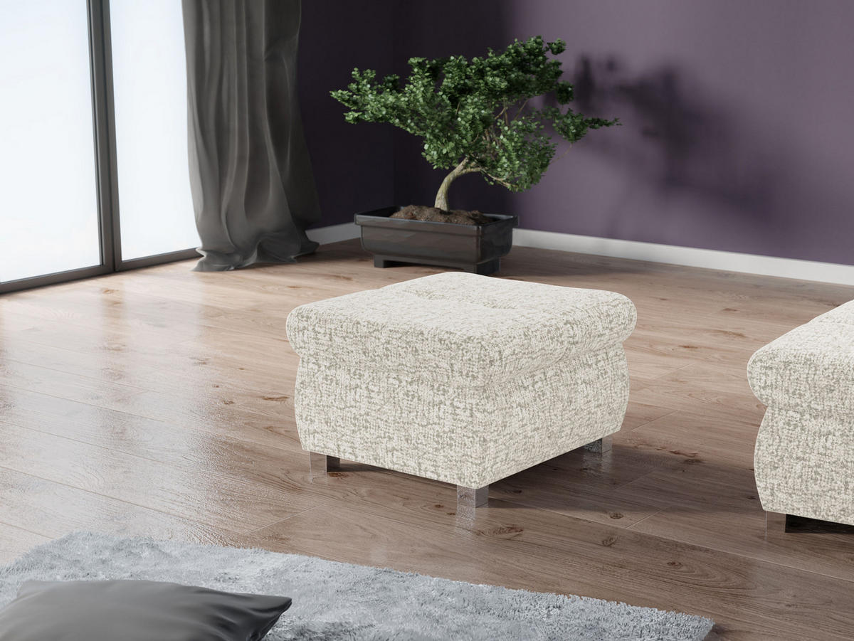 POLSTERHOCKER Orkan Klein - Sandfarben/Silberfarben, Holz/Textil (60/39/60cm) - MIRJAN24
