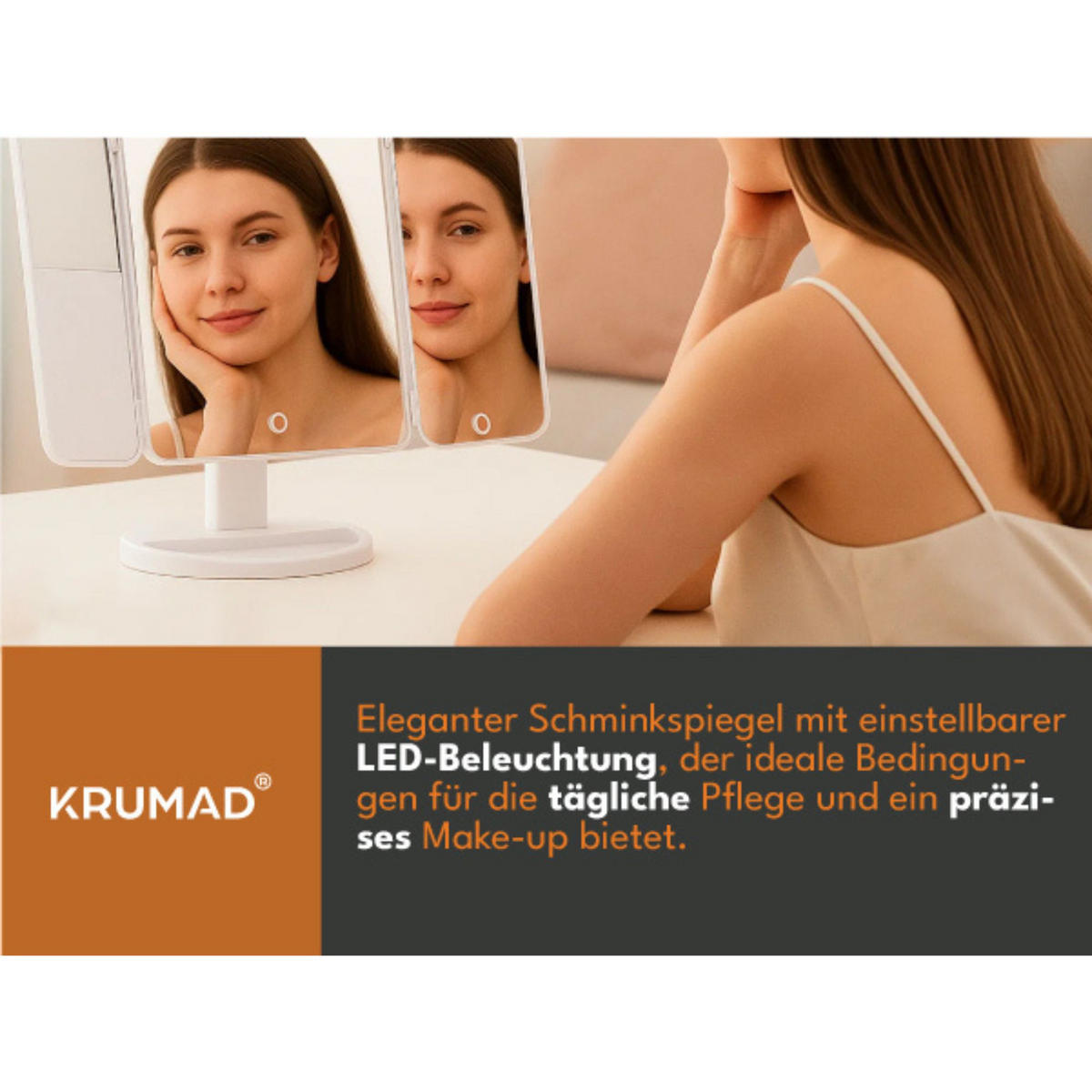 SCHMINKSPIEGEL - Weiß, Glas (17.5/24/24cm) - KRUMAD