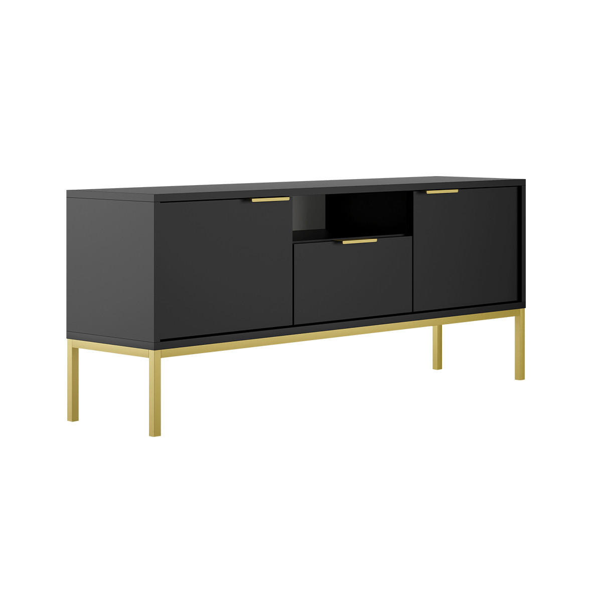 TV-MÖBEL Seattle Schwarz - Schwarz, Holzwerkstoff (33/56.4/135cm) - Petits-meubles
