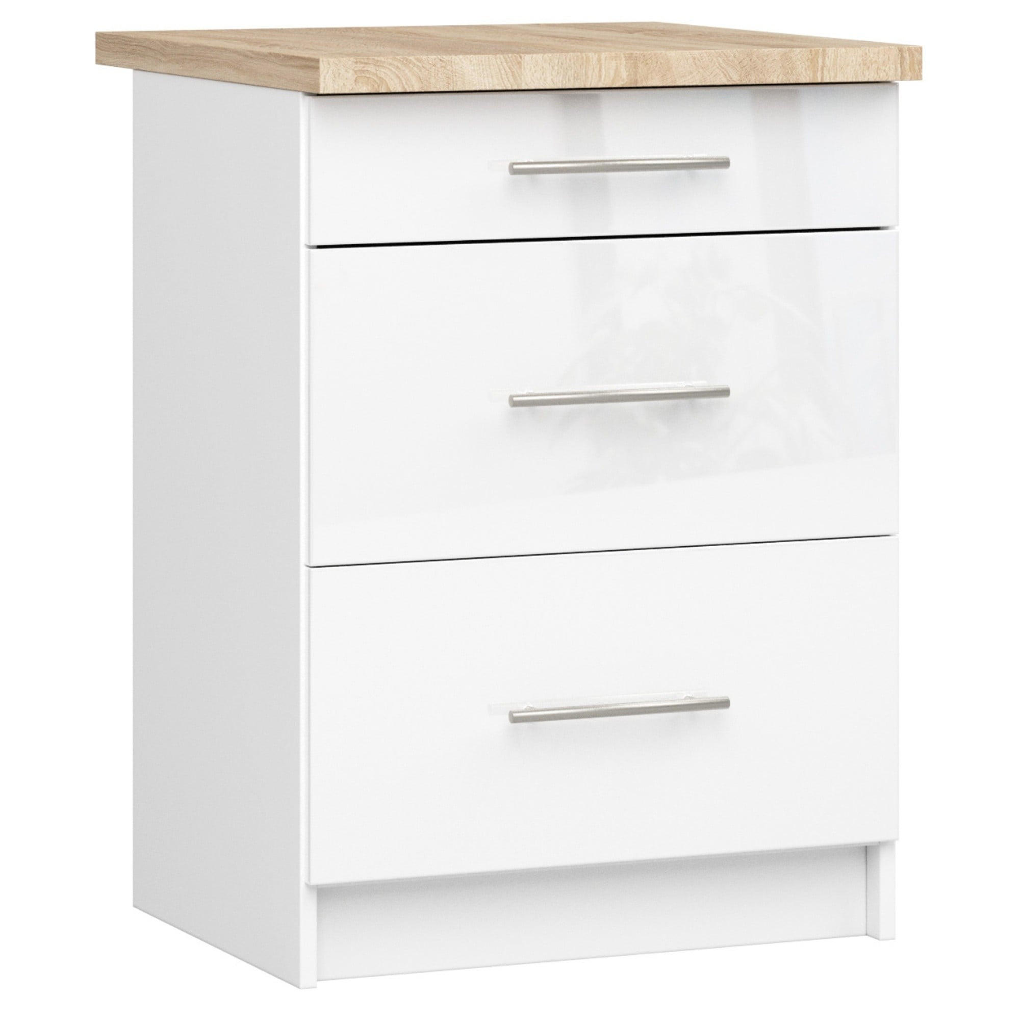 UNTERSCHRANK Weiß, Weiß Glanz 85/60/46 - Silberfarben/Weiß, Holzwerkstoff (60/85/46cm) - RAUMHIRSCH FURNITURE