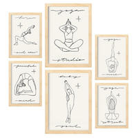 POSTER Set Mit 6 Yoga Musen 1 A3 & A4 Rahmen Aus Hellem Holz - Beige, Papier (29/3/42cm) - Nacnic
