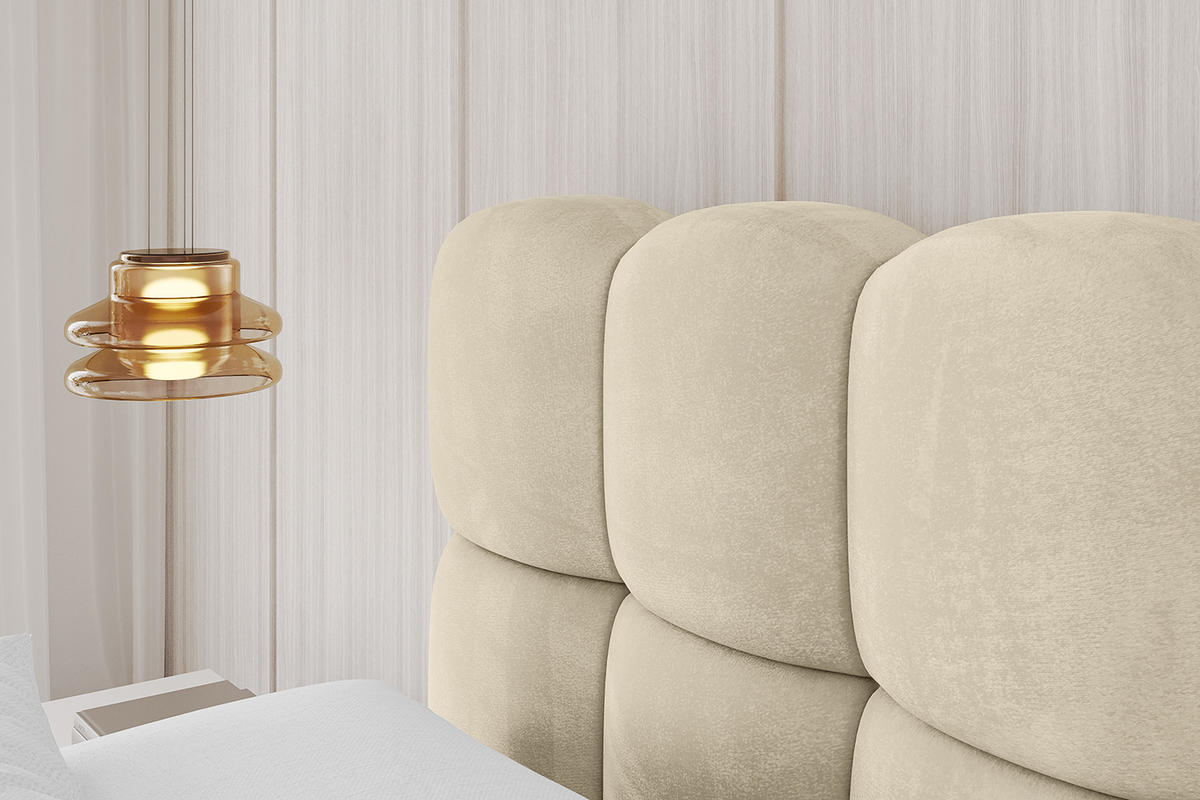 POLSTERBETT mit Bettkasten, Fußteil und Lattenrost, Bett mit Matratze H3/H4 - LEYA-Z 120x200 Beige - Ecru, Holzwerkstoff/Textil (120/200cm) - ALTDECOR