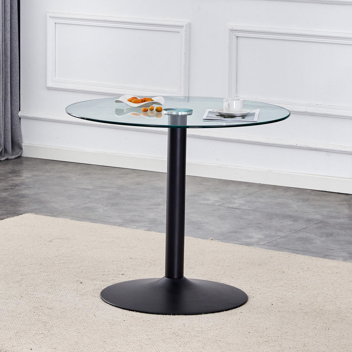ESSTISCH 85/76 cm Schwarz/Transparent aus Glas und Metall - Schwarz, Holzwerkstoff (85/85/76cm) - OKMYHOME