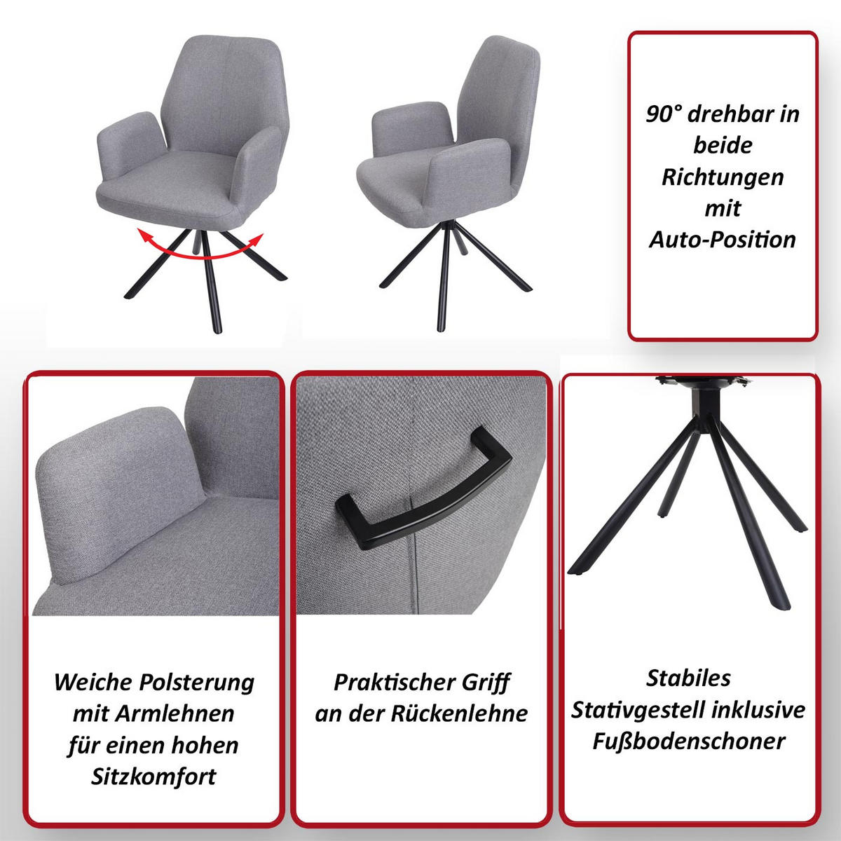 ESSZIMMERSTUHL Hellgrau - Hellgrau, Textil (60/86/66cm) - MCW