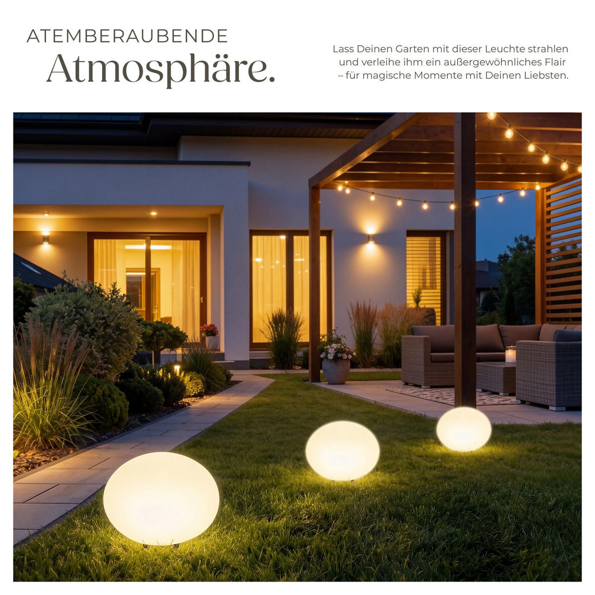 KUGELLEUCHTE Luminous Eye, inklusive Erdspieß, weiß - Weiß, Kunststoff (35/35/28.5cm) - tectake