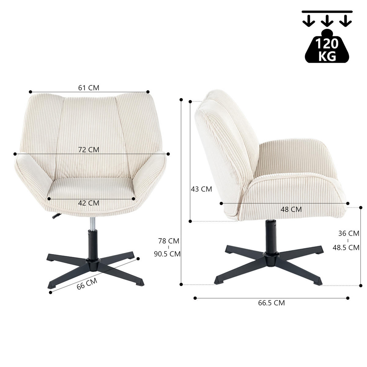 SESSEL 6er-Set in Webstoff, Beige - Beige, Textil (72/90/70cm) - Meubles Cosy