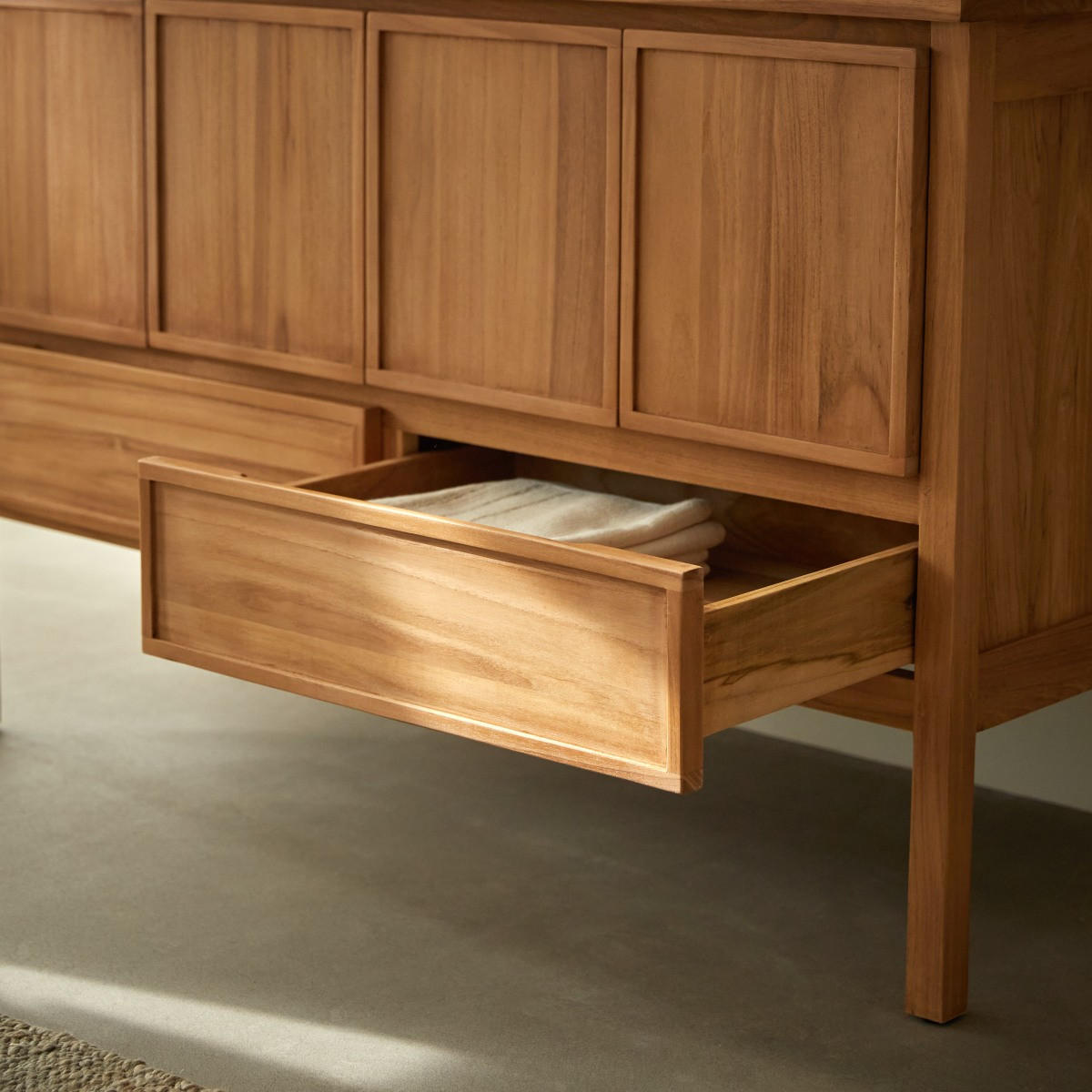WASCHTISCHUNTERSCHRANK Jane Natur aus Teak - Naturfarben, Holz (120/79/54cm) - Tikamoon