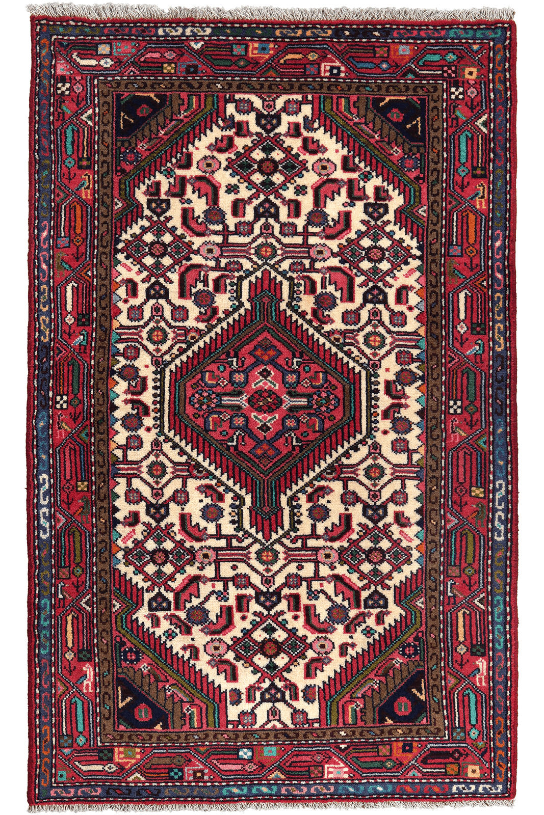 ORIENTTEPPICH handgeknüpft Assadabad Beige, Rot 128/79 cm Schurwolle - Beige/Rot, Textil (79/128cm) - Looma