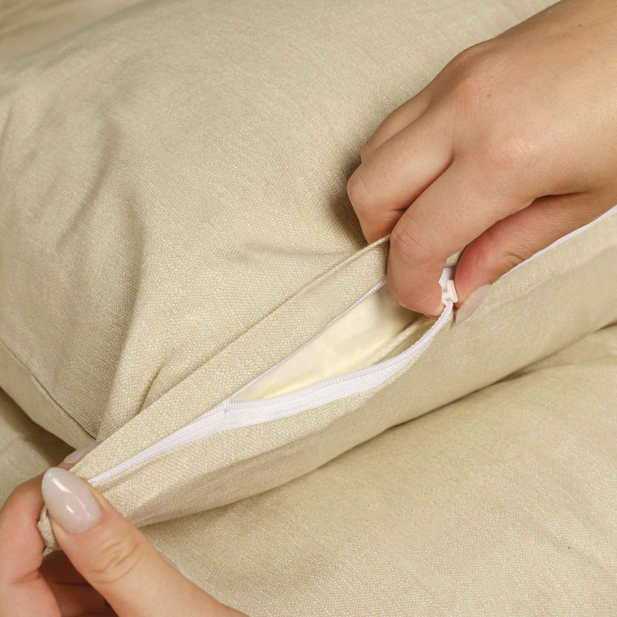 RENFORCÉ KISSENBEZÜGE HARP - Beige, Textil (40/40cm) - Esprit