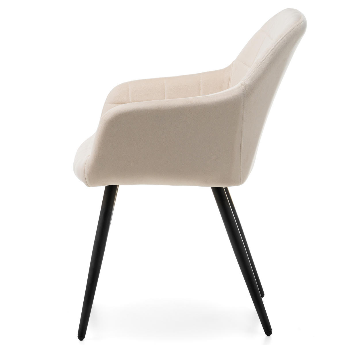 STUHL ORTE gepolstert mit Steppung - beige - Samt Velours - Beige/Schwarz, Textil/Metall (56/85/62cm) - NEW HOME