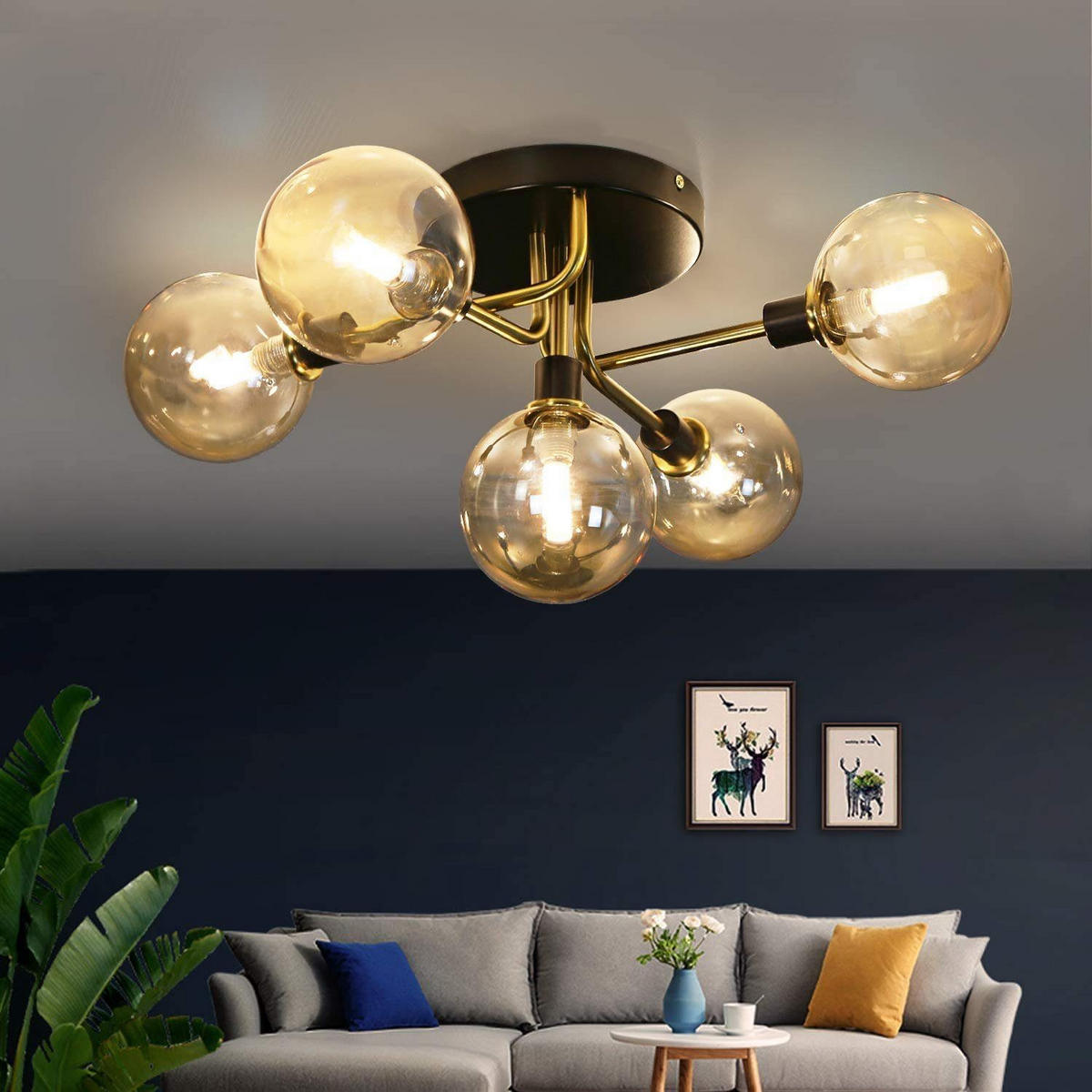 LED-DECKENLEUCHTE Bewachen 53/52/25 cm - Bernsteinfarben, Metall (53/52/25cm) - Nettlife