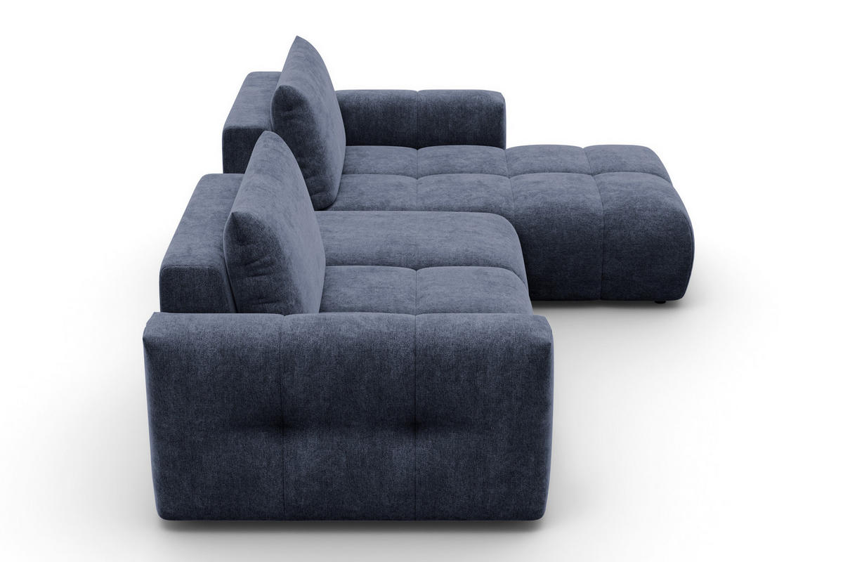 ECKSOFA VERONA 4-Sitzer RECHTS, Marineblau - Blau/Schwarz, Holz/Textil (282/173cm) - Courtois Laville