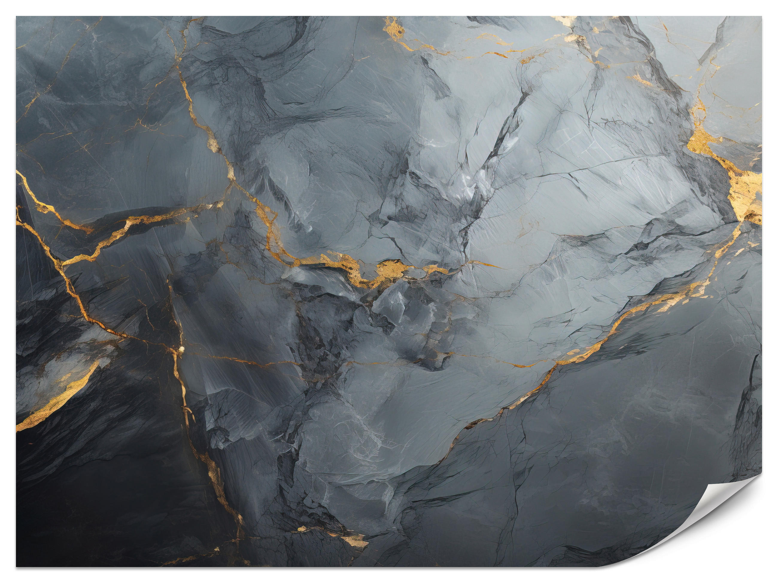 FOTOTAPETE Natürliche Marmorstruktur 400x280 - Goldfarben/Schwarz, Papier (400/280cm) - Muralo