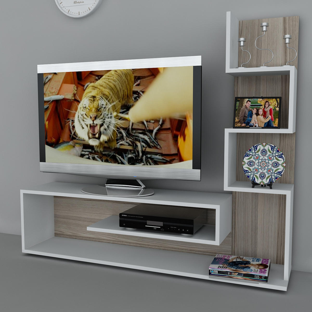 WOHNWAND Metehan Weiß Cordoba - Beige/Weiß, Holzwerkstoff (149/120/29cm) - moebel17