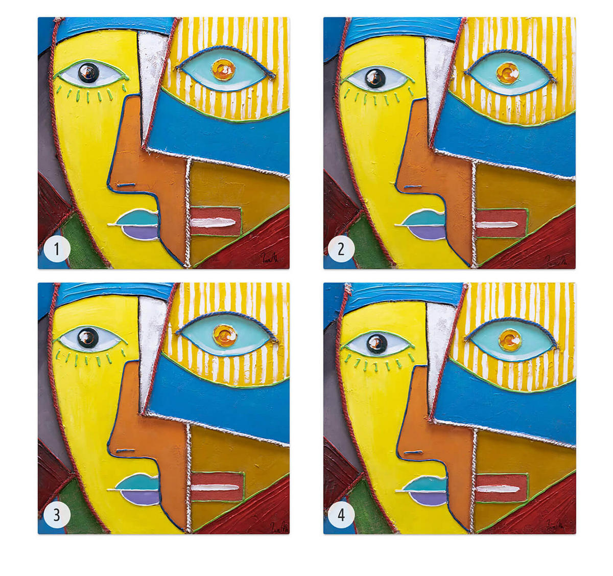 RUČNE MAĽOVANÝ AKRYLOVÝ OBRAZ 80/80 cm, viacfarebný, figurálny motív - viacfarebná, drevo/textil (80/80cm) - KUNSTLOFT