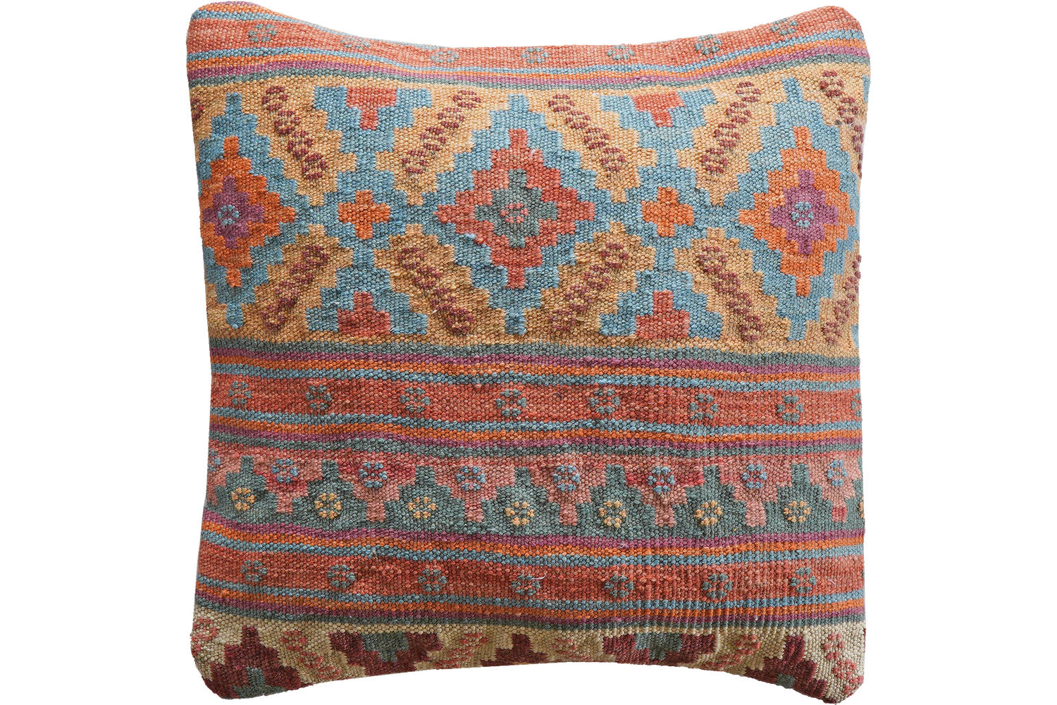 KELIM-KISSEN Mehrfarbig 50/50 cm Schurwolle - Multicolor, Textil (50/50cm) - Looma