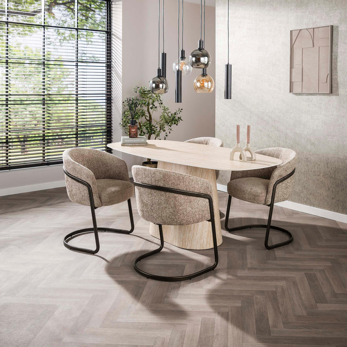 ESSTISCH Centro - Beige - 90/180/76 cm - Beige, Keramik (90/180/76cm) - Hoyz Collection