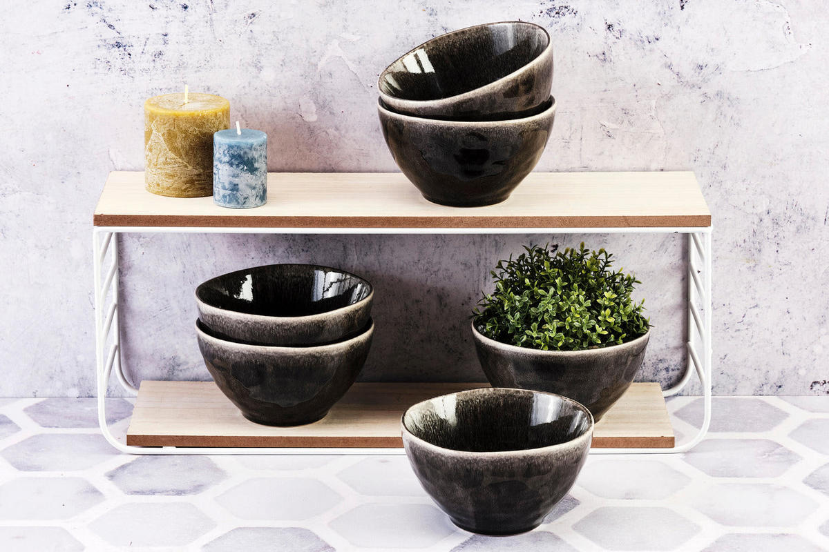 SCHALEN Moon Ø14,5cm - 6er-Set -Tintenfarben - Schwarz, Keramik (14.5cm) - Björn