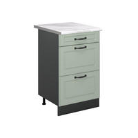KÜCHENUNTERSCHRANK R-Line, Mint Landhaus/Anthrazit, 50 cm Arbeitsplatte Marmor - Anthrazit/Grün, Holzwerkstoff (50/81.6/60cm) - Vicco