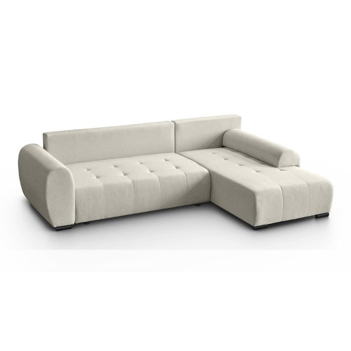 ECKSCHLAFSOFA Diana mt Bettkasten beige rechts - Beige/Schwarz, Textil (255/175cm) - Beautysofa