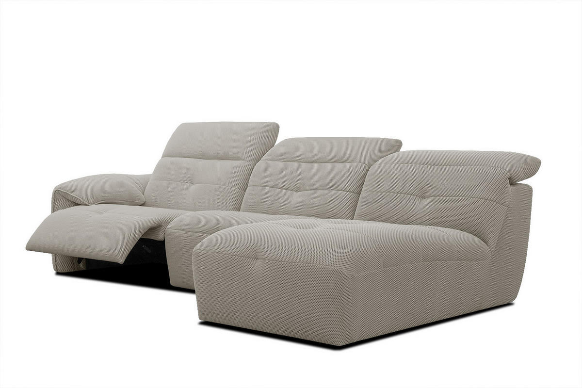 ECKSOFA TRENTO 4-Sitzer mit 1 Relaxfunktion, beige - Beige/Schwarz, Holzwerkstoff/Kunststoff (262/165cm) - Courtois Laville