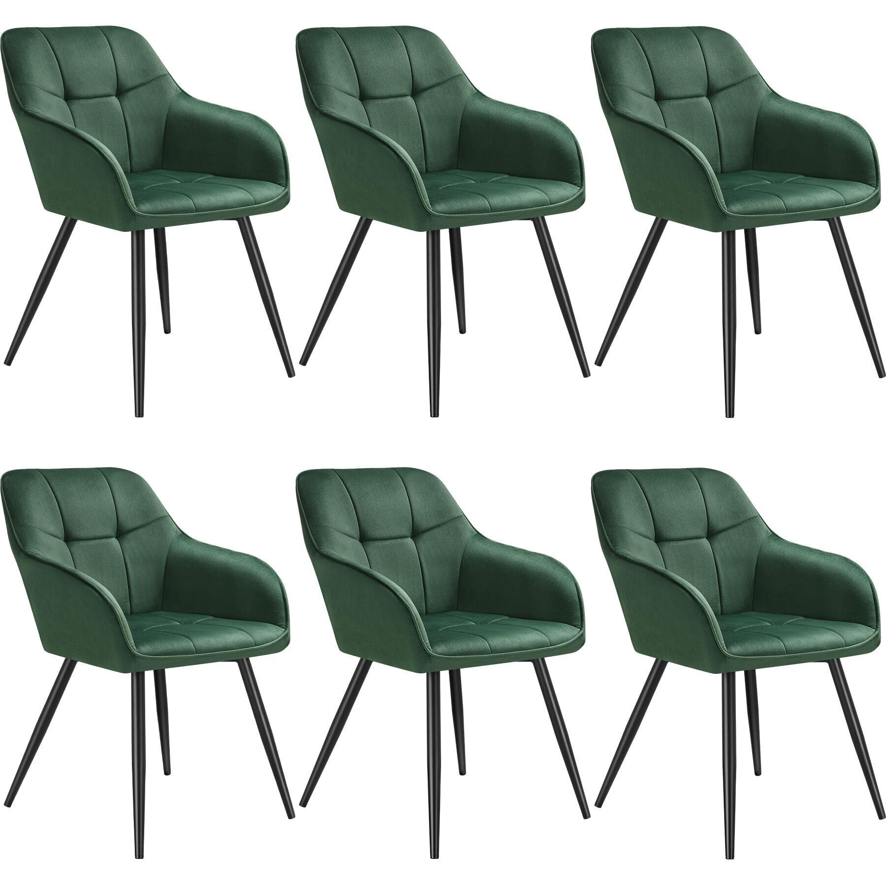 ESSZIMMERSTUHL 6er Set Marilyn 58 x 62 x 82 cm dunkelgrün/schwarz - Dunkelgrün/Schwarz, Kunststoff (58/82/62cm) - tectake