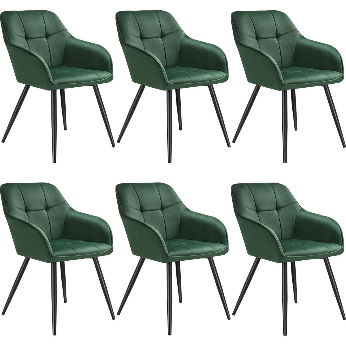 ESSZIMMERSTUHL 6er Set Marilyn 58 x 62 x 82 cm dunkelgrün/schwarz - Dunkelgrün/Schwarz, Kunststoff (58/82/62cm) - tectake