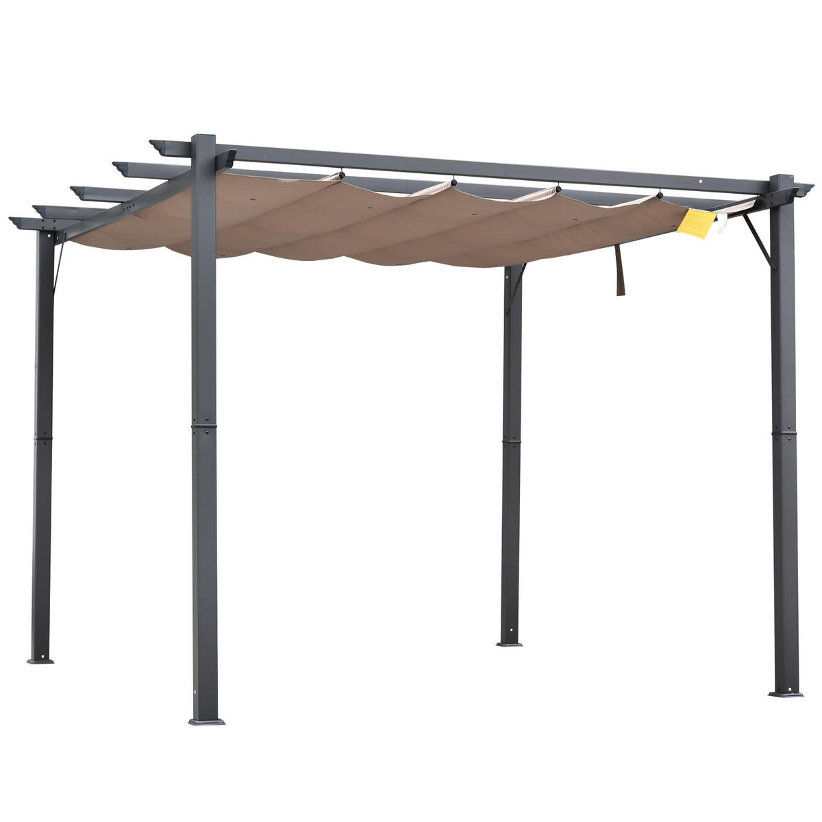 PERGOLA Alu Kohlegrau+Kaffeebraun - Dunkelbraun/Grau, Kunststoff/Metall (300/223/300cm) - Outsunny