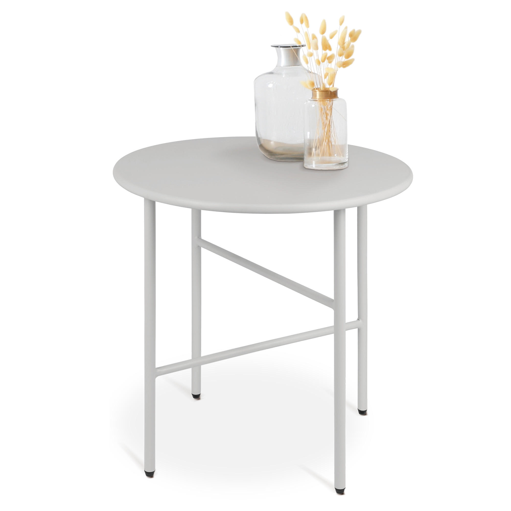 BEISTELLTISCH Finn Ø 44/46 cm Hellgrau - Hellgrau, Metall (44/44/46cm) - BoMoe