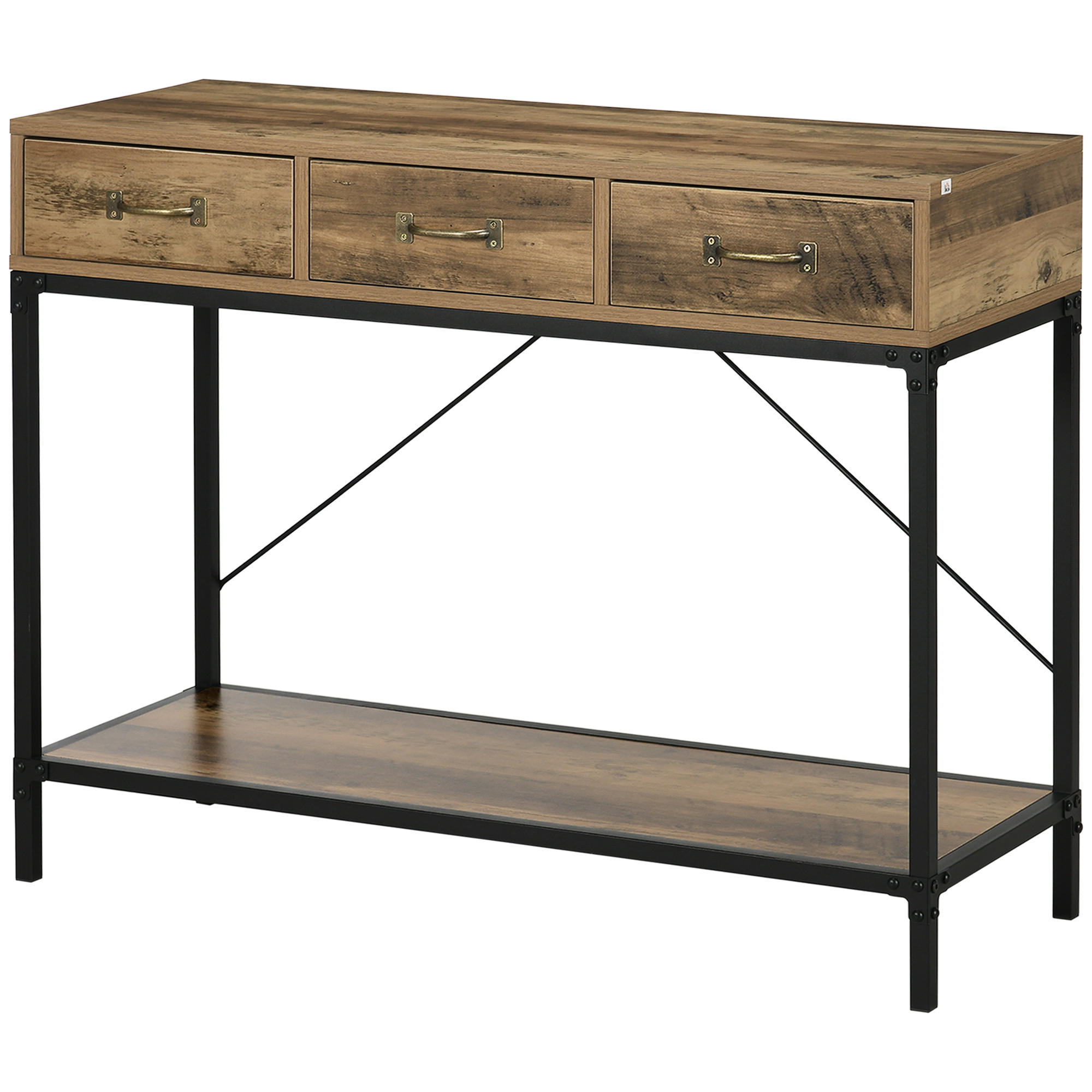 KONSOLENTISCH DE-16801 Hellbraun & Schwarz - Braun, Holzwerkstoff (100/35/76.5cm) - ComfortXL