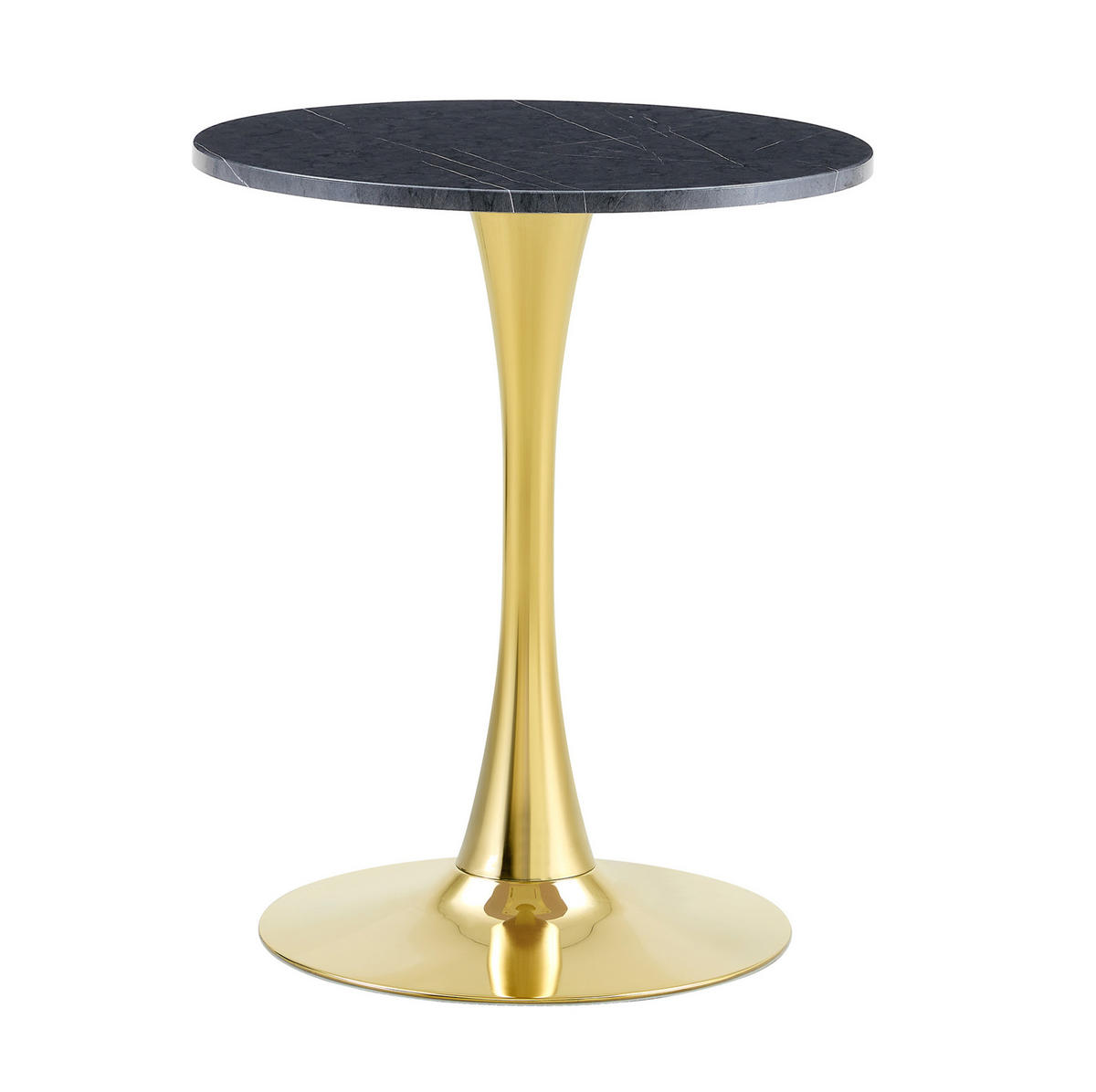 BEISTELLTISCH 60/60/72 cm mit runder MDF-Tischplatte in Marmoroptik und Metallgestell, Schwarz/Gold - Schwarz, Holzwerkstoff (60/60/72cm) - Redom