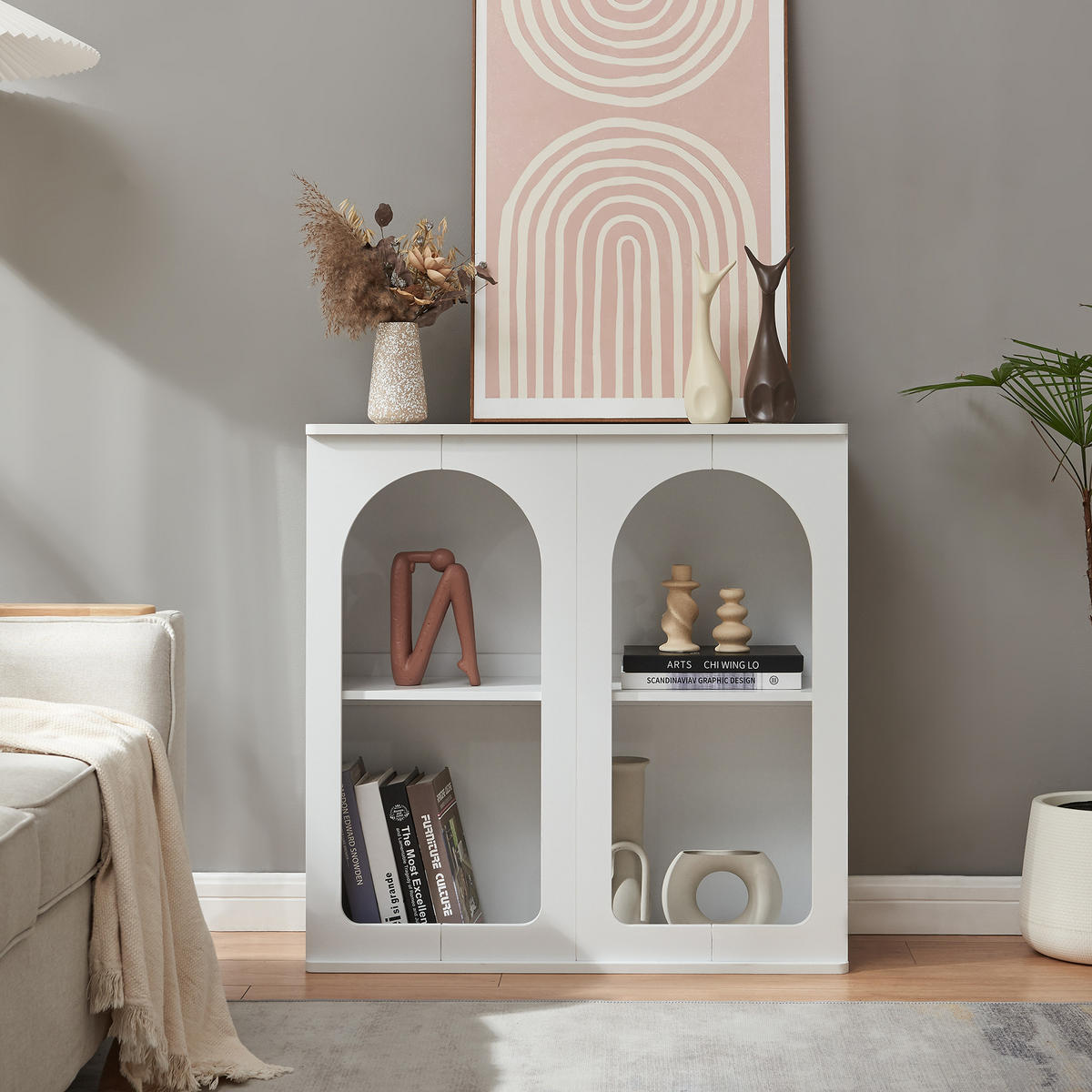 PŘÍSTĚNNÝ STOLEK Trorhun - bílá, kompozitní dřevo (30/80/80cm) - [en.casa]